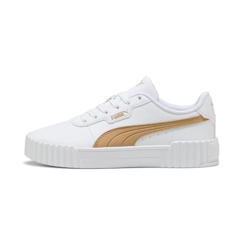 PUMA Damen Carina 3.0 Aqua Metallics Sneaker, White-Light Sand Gold, 41 EU