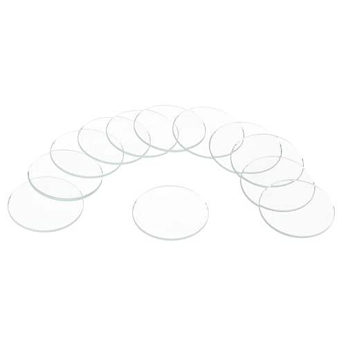 QUARKZMAN 12pcs Verre de Montre en Cristal, 27mm Lentille en Verre Plat Rond pour Cadran de Montre, Pièces de Rechange pour Réparation D'Horloger, Transparent