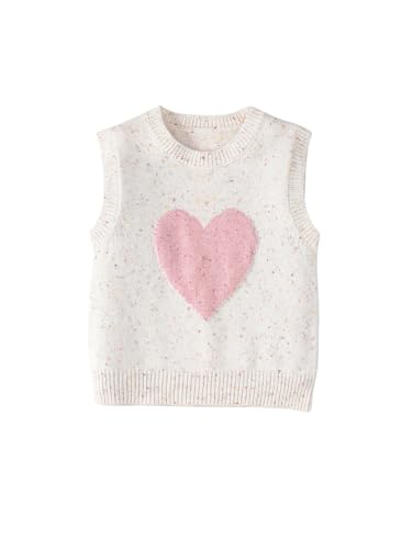 WDIRARA Girl's Heart Pattern Sweater Vest Cute Round Neck Sleeveless Pullovers Knitwear