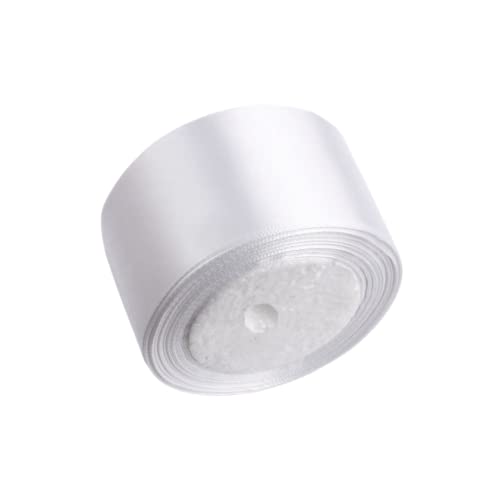 Swtool 2" Wide Single Face Satin Ribbon Roll For Wedding, Sewing Projects, Gift Wrapping And Crafting Projects, 25 Yards (White) #TOP3