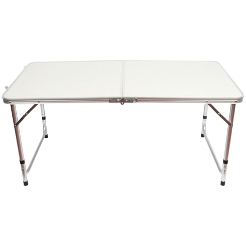 A2Z Folding Aluminium Table 120x60cm Adjustable Height 55-70cm Lightweight Portable Waterproof Table for Camping BBQ Garden Craft Market Stall Indoor And Outdoor Use