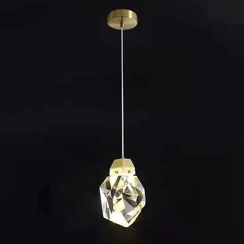 Accesorio de luz colgante LED dorado de alta gama y cristal facetado