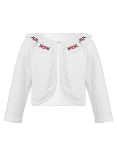 easyforever Girls Long Sleeve Ruffle Lace Floral Knit Bolero Shrug Kid Short Cardigan One Button Sweater Dress Cover up