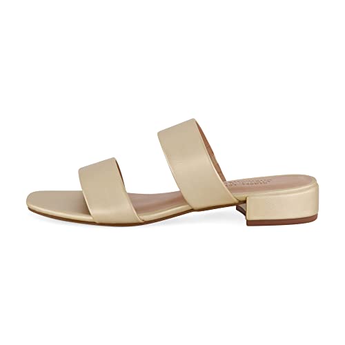 CUSHIONAIRE Women's Nolita two band low block heel slide sandal +Memory Foam and Wide Widths Available2