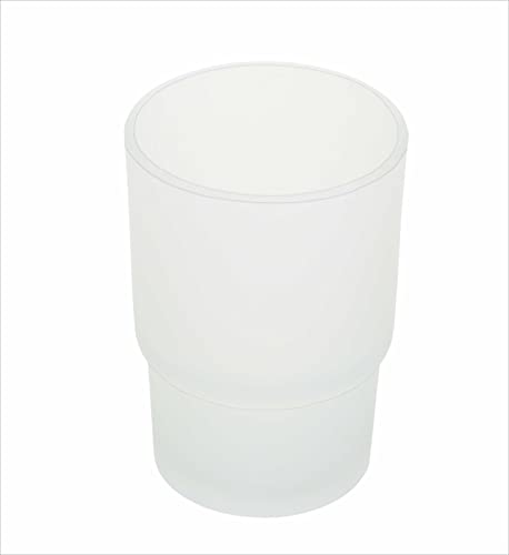 Image of Premium Frosted Glass Tumbler and Toothbrush Holder for Bathroom | Elegant Round Countertop Toothbrush, Toothpaste, & Shaving Kit Stand | Durable Aesthetic Bathroom Organizer & Rinse Cup