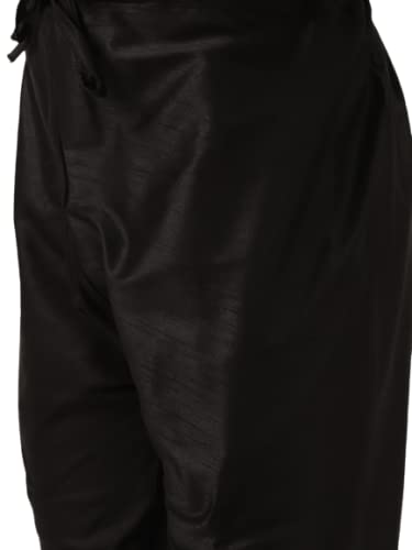 Image of SOJANYA (Since 1958 Men's Silk Blend Black Kurta Pyjama & Sherwani Set