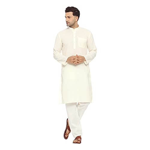 Image of ITOS365 Men Cotton Blend Kurta Pyjama Set Party Fashion Regular Ethinic Wear Indian Dress Gift for Men