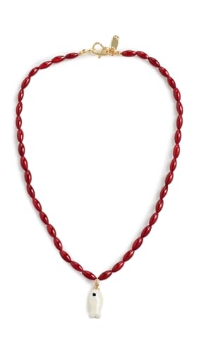Logan Tay Womens Red Beaded Fish Necklace Red One Size