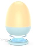 JolyWell Night Lights for Kids with Stable Charging Pad, Touch Control&Timer Setting, ABS+PC Baby Egg Lamp for Breastfeeding，Blue