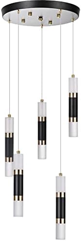 3/5/9-Light Modern Pendant Light Kitchen Island Light Fixture Dimmable LED Black Mini Pendant Lights Dinning Room Kitchen Black Gold Pendant Lighting (5 Light)