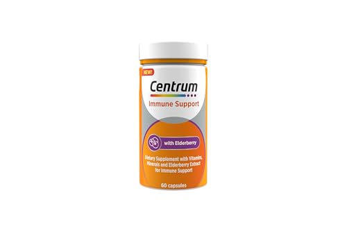 Centrum Immyne Support Multivitamin with Vitamn C Vitamin D3 Vitamin E Zinc and Elderberry Exctract Formulated to Support the Immune System 60 Capsules