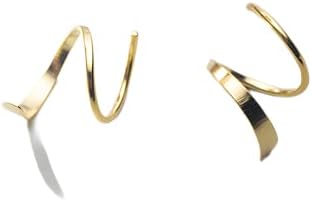 Linbiwer Spiral Hoop Twist Double Earrings Double Piercing Earring Cartilage Piercing 14K Gold Hoop Earrings For Women