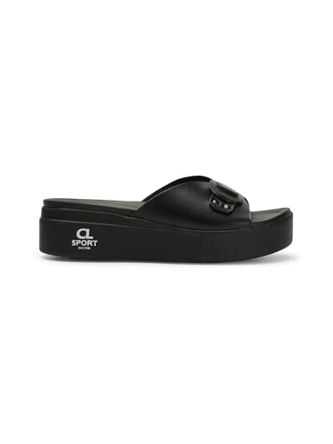 Image of Carlton London women's Flatform Comfortable Slide Sandals with Buckle