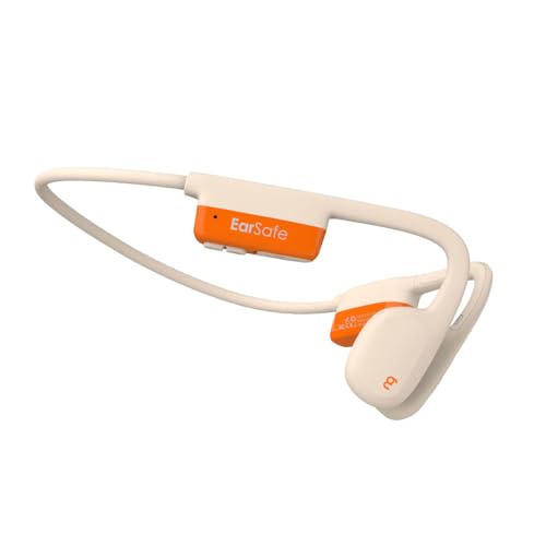 Image of ng Earsafe Pro Mini Bone Conduction Headphone, Bluetooth Wireless Open Ear Design, IPX6 Waterproof V5.3 Headphone for Sport & Cycling & Workout, 10min Fast Charge, 9h Playtime, Lightweight (Beige)