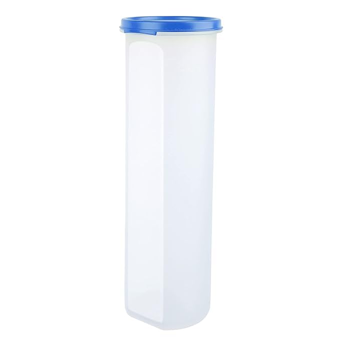 Image of SIMPARTE Smart Slim Storage Air-Tight & Leak Resistant Plastic Round Modular Container For Juice, Snack, Cookie, Wafer, Chia Seed Stackable, BPA Free, Refrigerator Safe, Set of 1(1100ML, Light Blue)