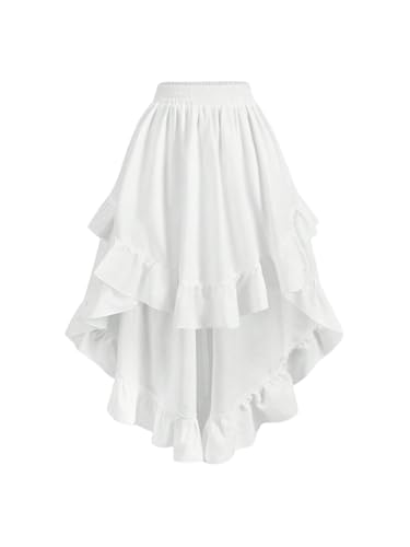 Verdusa Women's Renaissance Tiered Layered Ruffle Skirt High Low A Line Flowy Skirts