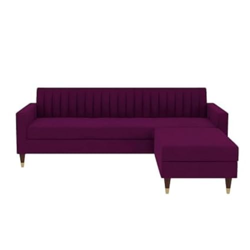 Image of 4 Seater Sofa Set with Two Cushions Perfect for Home Office Guests Living Room (Purple, 4 Seater)