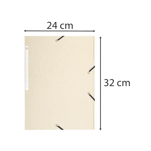 Exacompta 17104H 25er Pack Einschlagmappe aus extra starkem Colorspan-Karton für DIN A4 mit 3 Klappen und 2 Gummizügen elfenbein