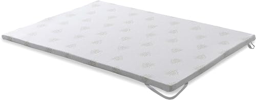 SEASONS - Topper Viscoelástico 150 x 190 cm, Altura 6 cm, Topper Colchón Transpirable y Antideslizante, Funda con Tejido Aloe Vera, 4 Elásticos Ajustables al Grosor del Colchón, Fabricado en España