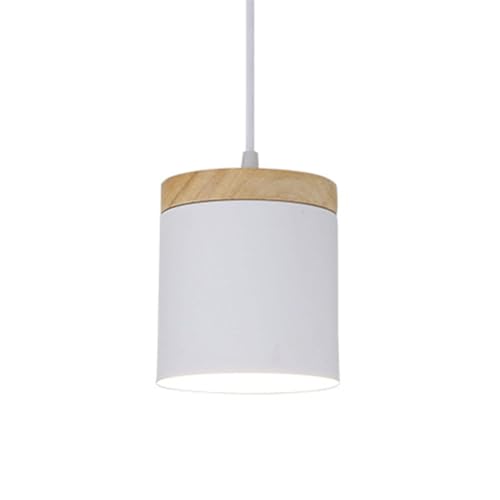 HCIPJQY Suspension Ronde Blanche Noire Chambre E27 Spot Simple Suspension Nordique en Métal À Décor en Bois Lumières Suspendues De Grange pour Couloir,...