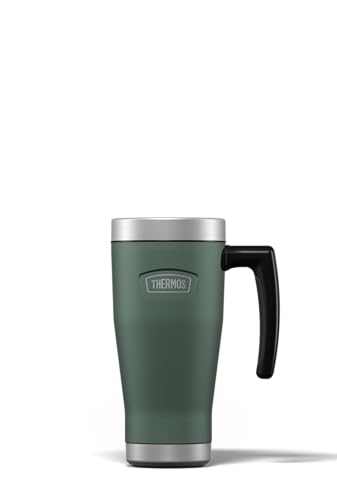 Thermos - Icon Rock Cap Green Travel Mug (470ml) Reusable Insulated Stainless Steel Coffee Cup for Hot or Cold Drinks Vacuum Sealed Water Flask with a Leak-Proof Lid 7hr Hot/22hr Cold