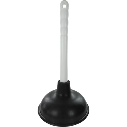 Merriway BH03116 Sink Plunger 150mm (6 inch) Dia. with 225mm (9 inch) Plastic Handle White/Black