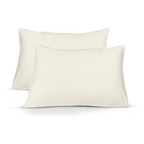 A ATH COLLECTION 100% Egyptian Cotton Pair OF Pillowcases 200 Thread Count Soft Pillow Cases 2 Pack (Cream) Cover