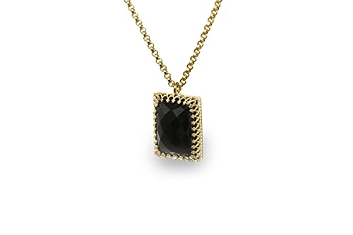 Collier onyx noir cadeau d'anniversaire personnalisé or