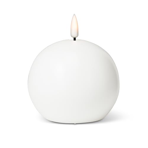 Abbott Collection Luxlite LED Flameless Wax Ball Candle - White (4" D) by Abbott Collection Home - Used condition - CA$10.84