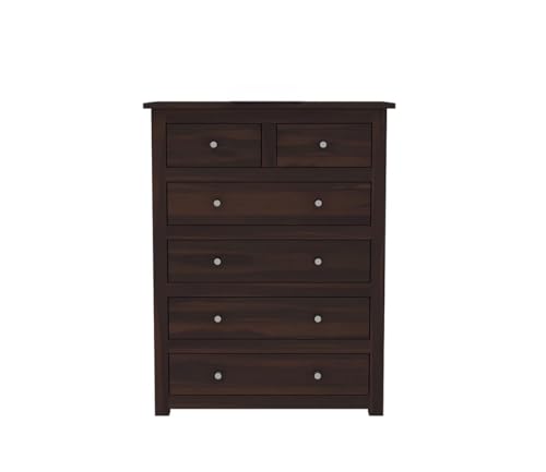 Image of Sheesham Wood Wooden Chest of Drawers with 6 Spacious Drawers for Living Room Storage (Brian)