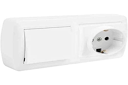 BASE DOBLE BIPOLAR CON T/T LATERAL + CONMUTADOR Y CON OBTURADOR 148X72X42MM S. MURAL SOLERA