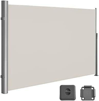 SONGMICS Markiza boczna, wysuwana, 160 x 350 cm, ochrona przed słońcem, nieprzejrzysta, roleta boczna, na balkon, taras, do ogrodu, beżowa GSA165E
