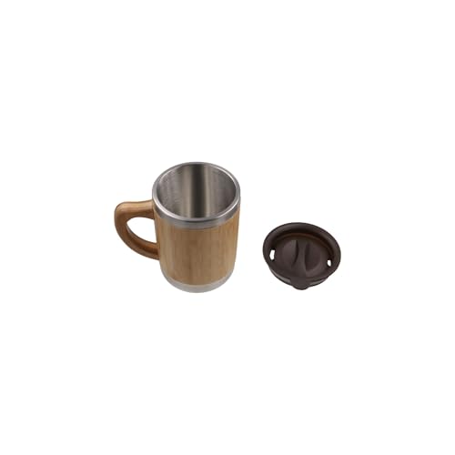 Taza de viaje con mango y aislamiento de bambú y acero inoxidable miniatura 5