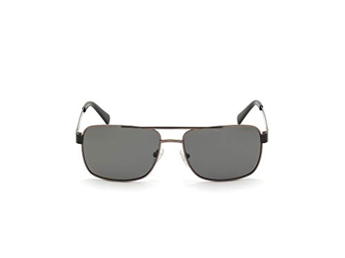 GUESS Men's Gu6968 Navigator Sunglasses, Shiny Gunmetal/Smoke Polarized, 58/16/145
