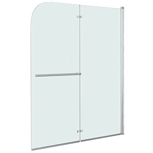 HUAKEHOM Cabina de ducha de 2 paneles, pared plegable, mampara de ducha, accesorio de bañera, pared plegable para bañera, vidrio de seguridad de 6 mm, 120 x 140 cm
