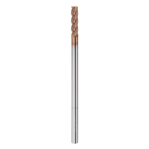 Image of HARFINGTON Micro Grain Carbide Square End Mill 3 /16 inch x 25 /32 inch (5mm x 20mm) Cut 3 /16 inch (5mm) Shank 4 inch (100mm) Length AlTiN Coated 4 Flutes Square Nose Cutter for Alloy Steel Hardened Steel