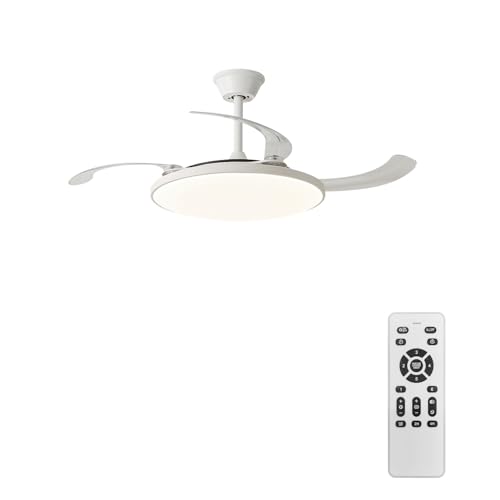 Ventilador de Techo con Luz Ultrafino, Plafón LED 60W 6900lm con Motor DC Silencioso, Diseño Moderno Extraplano, Mando a Distancia, Función Verano/Invierno, Dormitorio y Salón