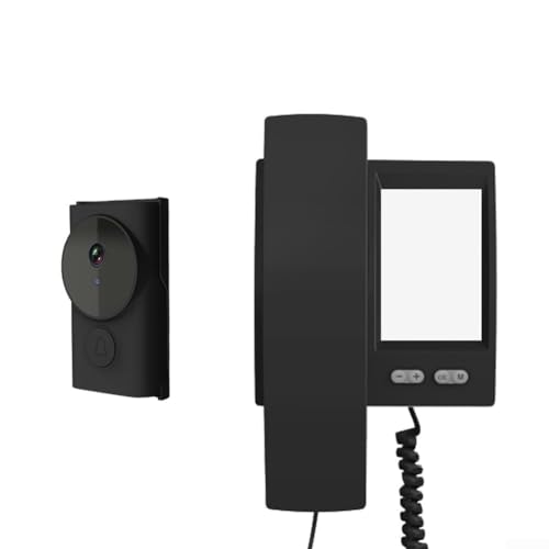 GLFLOW Sonnette avec caméra, interphone vidéo, interphone de porte sans fil avec moniteur, écran IPS de 3,5, sonneries personnalisables (noir)