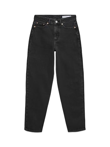 Jean mom VMTESSA taille haute sculptant et confortable en denim gris foncé