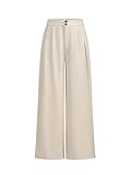 SweatyRocks Girl's Elastic High Waist Wide Leg Pants Loose Long Trousers Beige 11Y