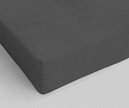 Italian Bed Linen Fitted Sheet "Elegant" with Corner, Microfiber, Single, Dark gray