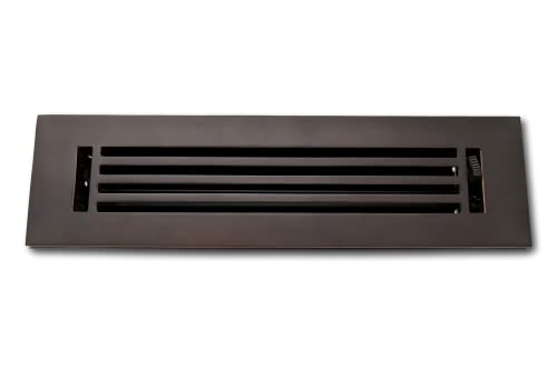 Madelyn Carter 2 x 10 Cast Aluminum Linear Vent Cover with Damper - Oxidized Bronze (Overall: 3.75 x 11.75) | Floor Register - Wall Register
