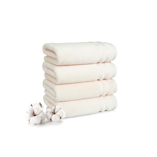 Image of MYTRIDENT Hand Towels Set of 4 Cotton | Finesse Collection | 40 cm x 60 cm | Kitchen Hand Towel | 625 GSM, Zero-Twist, Luxuriously Soft, 100% Cotton - Linen