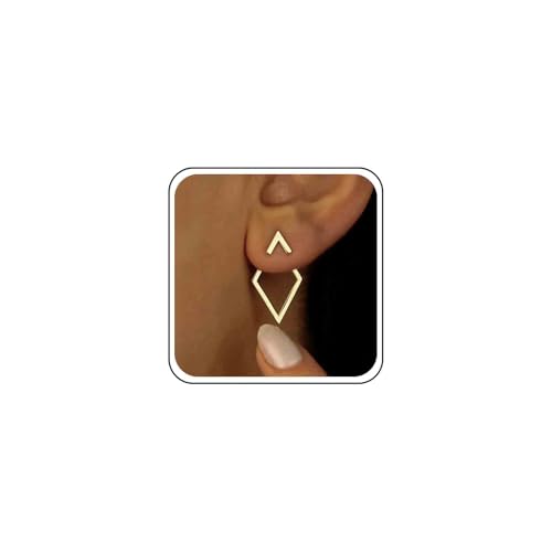 Inateannal Boho Quadratische Ohrmuscheln Ohrringe - Hohl Quadratisch Baumeln Gold Vorne Hinten Ohrstecker - Minimalistisch Geometrisch Rhombus Schmuck Für Frauen