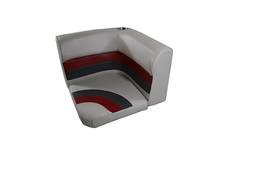 Horizon Manufacturing Premium Series Pontoon Radius Corner Cushion Set 3007-ABEC GREY/Red/Charcoal (Base sold Separate 3011-AB)