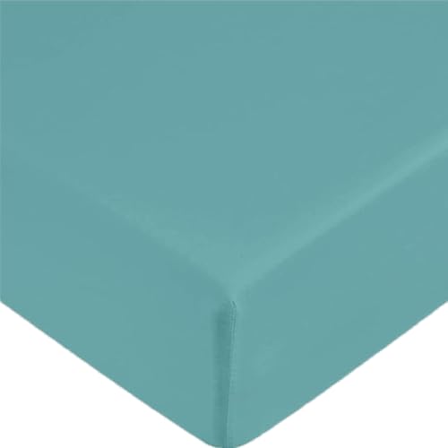Image of DTEX HOMES Extra Deep Fitted Sheet 40cm 16 Inch - Non Iron Easy Care Soft Brushed Microfibre Fabric Shrinkage and Fade Resistant, Double - Duck Egg