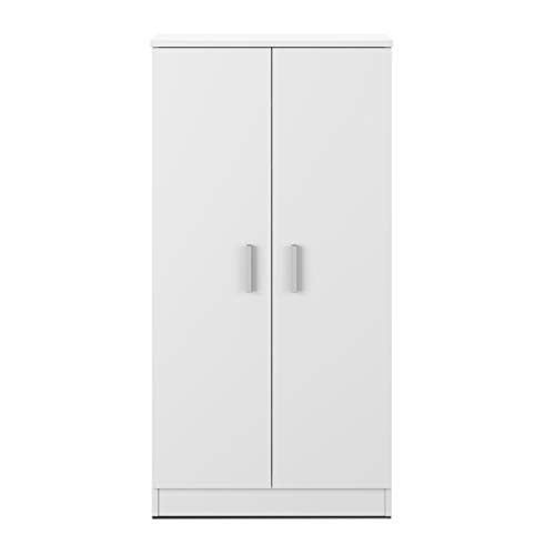 Habitdesign Shoe Cabinet Two Doors, Auxiliary Unit, Basic Model, Gloss White Finish, Measurements: 55 cm (Width) x 108 cm (Height) x 36 cm (Depth)