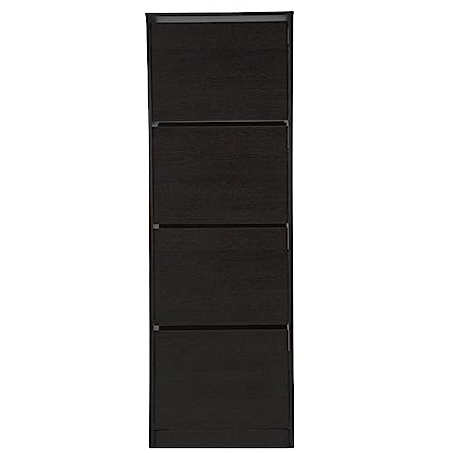 TOPKIT |Mueble Zapatero Rin 53ab | Zapatero Estrecho Alto | Armario Zapatero | 4 Puertas abatibles | Medidas: 161x54x25 | Wengué