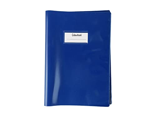Colourbook Copertina Per Quaderni A4 Blu Navy, Copri Quaderno In PVC Shiny Con Alette Salva Angoli E Etichetta Segnanome, Protezione Per Quadernone Grande Scuola Medie Superiori Ufficio