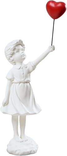 Tagtight Figure Sculpture Flying Balloon Girl Statue, Balloon Girl Figure, Modern Abstract Art Sculpture Resin Figures Ornament, Office Decorations, Polyresin, Christmas and Birthday Gift